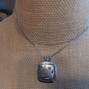 Modern Silver Square Pendant Necklace